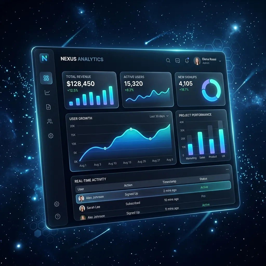 Analytics dashboard for a web application